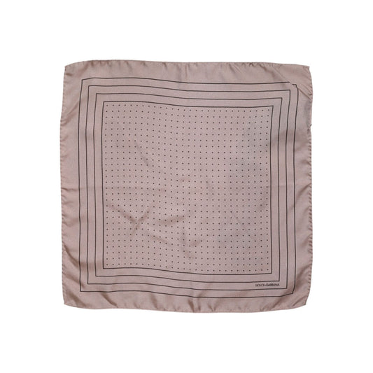 Dolce & Gabbana Beige Dotted Silk Square Men Foulard Scarf