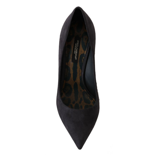 Dolce & Gabbana Gray Suede Leather Stiletto Shoes Heels