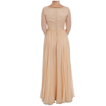 Dolce & Gabbana Beige Silk Ball Gown Full Length Dress