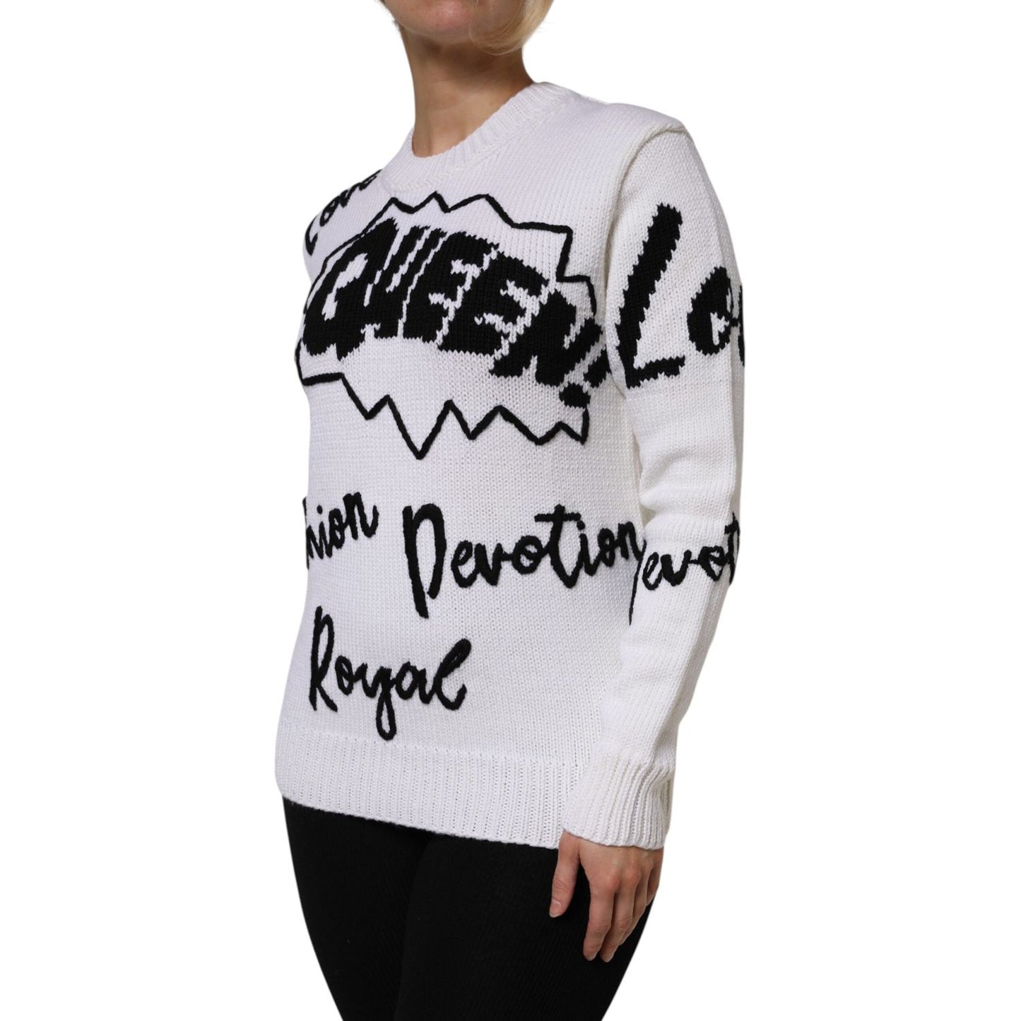 Dolce & Gabbana White Wool Knit Crew Neck Pullover Sweater 1728,67345645728,Clothing,Dolce & Gabbana,IT42|M,Material: 92% Wool 8% Virgin Wool,Preowned / Defect,Sweaters - Clothing,Sweaters - Women - Clothing,Sweatshirts - Sweaters - Clothing,White,Women,W