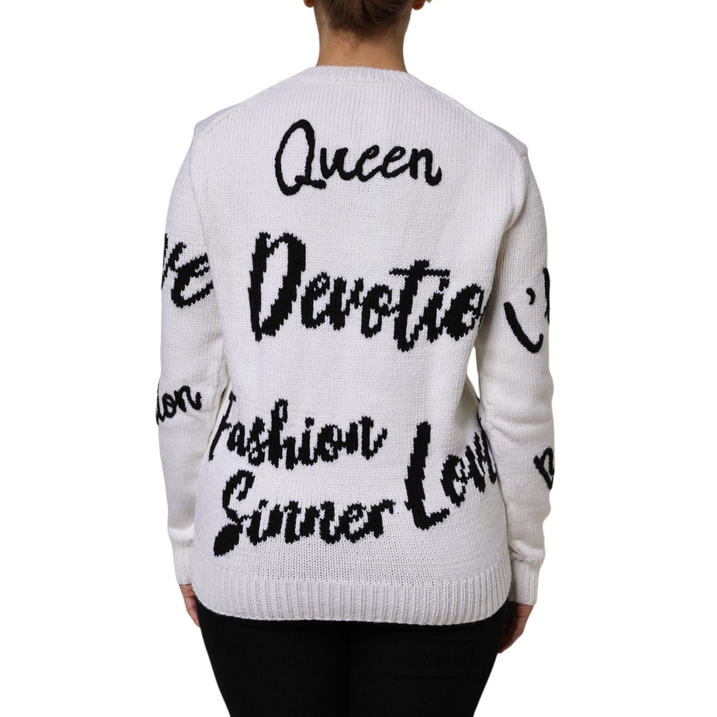 Dolce & Gabbana White Wool Knit Crew Neck Pullover Sweater 1728,67345645728,Clothing,Dolce & Gabbana,IT42|M,Material: 92% Wool 8% Virgin Wool,Preowned / Defect,Sweaters - Clothing,Sweaters - Women - Clothing,Sweatshirts - Sweaters - Clothing,White,Women,W