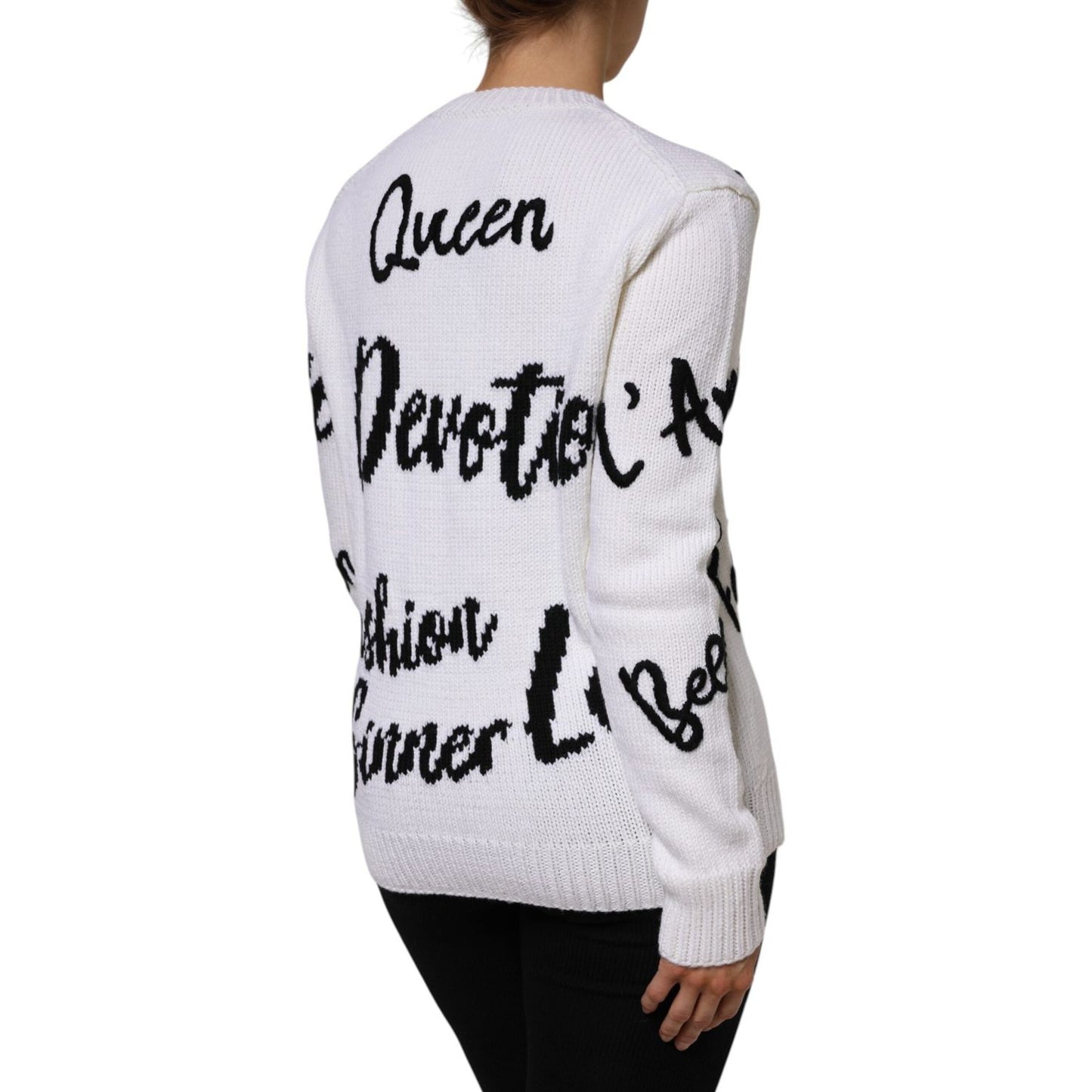 Dolce & Gabbana White Wool Knit Crew Neck Pullover Sweater 1728,67345645728,Clothing,Dolce & Gabbana,IT42|M,Material: 92% Wool 8% Virgin Wool,Preowned / Defect,Sweaters - Clothing,Sweaters - Women - Clothing,Sweatshirts - Sweaters - Clothing,White,Women,W