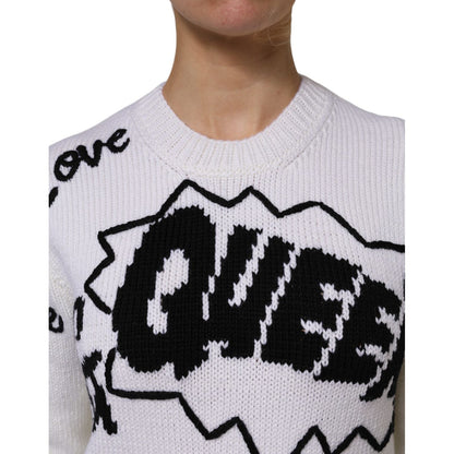 Dolce & Gabbana White Wool Knit Crew Neck Pullover Sweater 1728,67345645728,Clothing,Dolce & Gabbana,IT42|M,Material: 92% Wool 8% Virgin Wool,Preowned / Defect,Sweaters - Clothing,Sweaters - Women - Clothing,Sweatshirts - Sweaters - Clothing,White,Women,W
