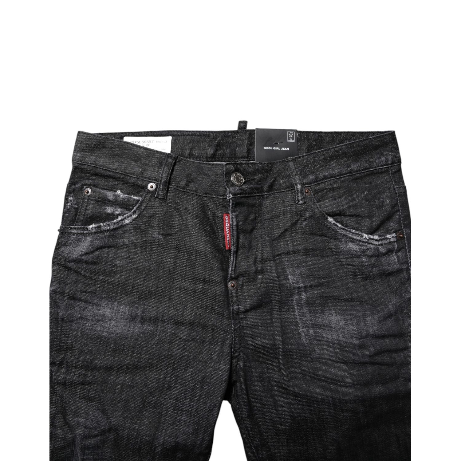 Dsquared² Black Washed Cotton Mid Waist Skinny Jeans