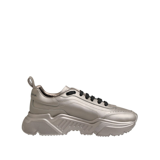 Dolce & Gabbana Silver DAYMASTER Leather Men Sneakers Shoes