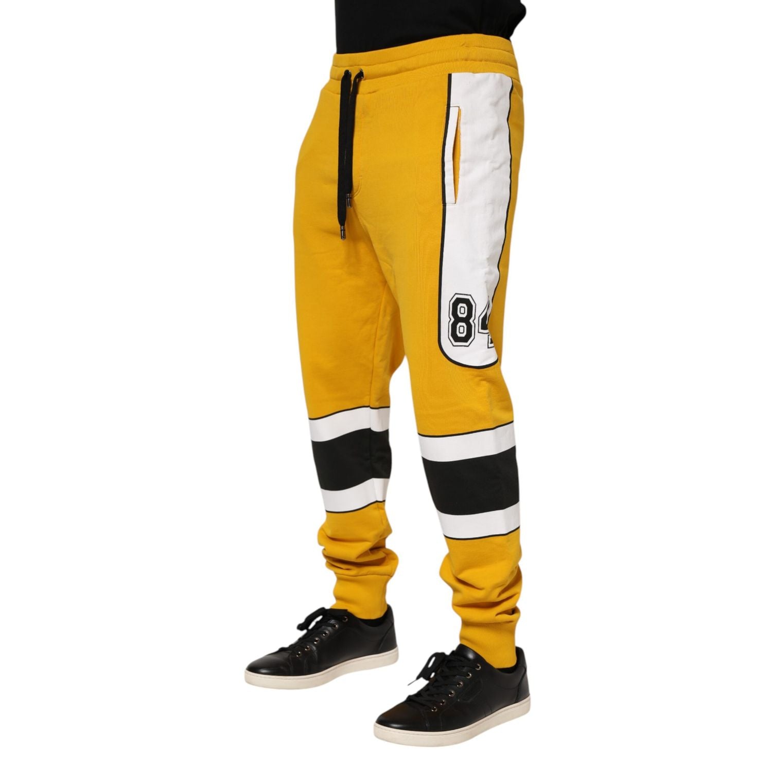 Dolce & Gabbana Yellow Printed Drawstring Jogger Pants