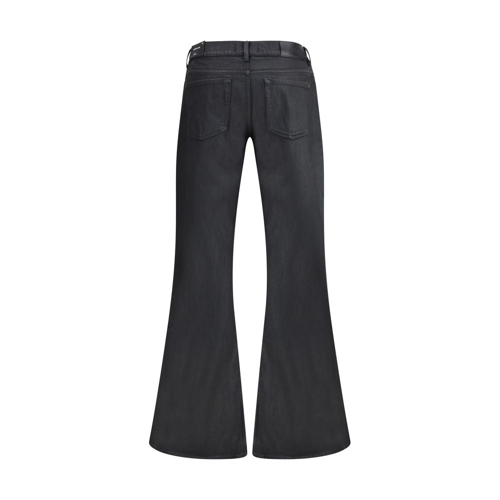 7FOR Black Cotton Flared Jeans