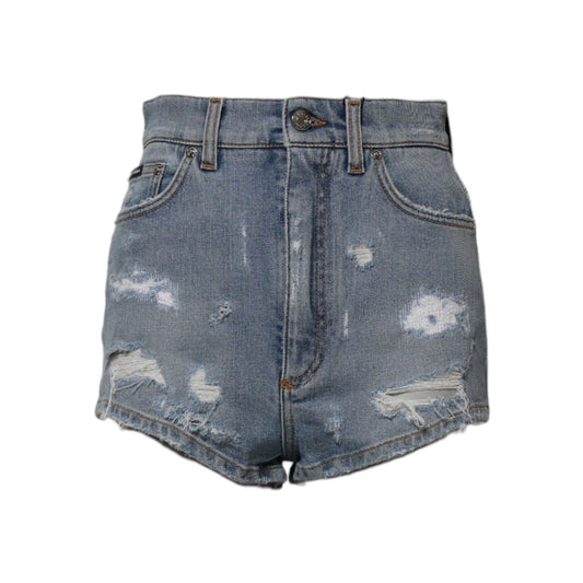 Dolce & Gabbana Blue Tattered Denim Cotton Hot Pants Shorts 1728,67345645728,Blue,Clothing,Dolce & Gabbana,IT40|S,Material: 98% Cotton 2% Elastane,New with tags,Shorts - Clothing,Shorts - Shorts - Clothing,Shorts - Women - Clothing,Women,Women - Clothing