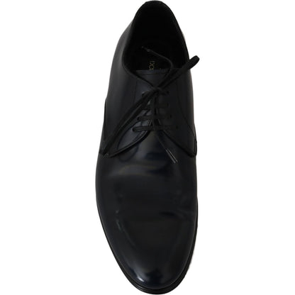 Dolce & Gabbana Blue Leather Dress Derby Formal Mens Shoes