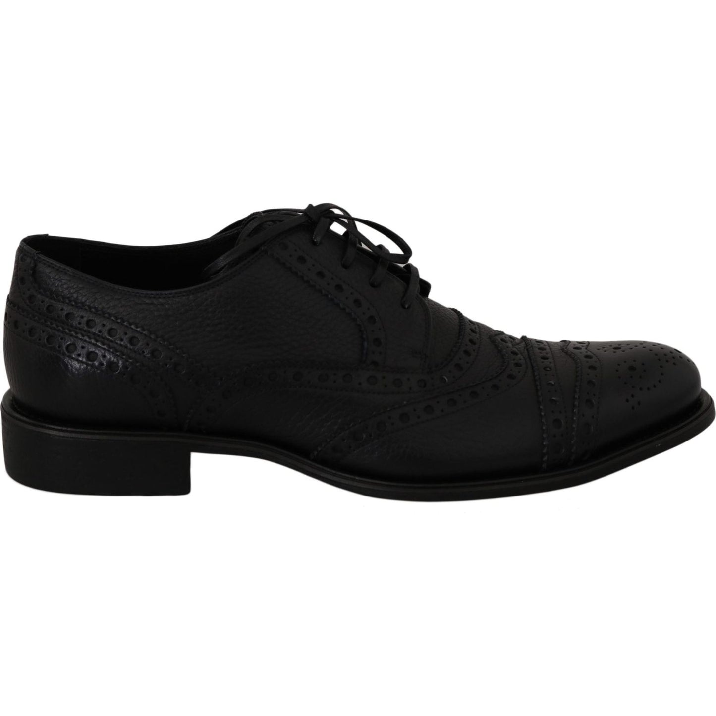 Dolce & Gabbana Elegant Dark Blue Wingtip Derby Dress Shoes Dolce & Gabbana