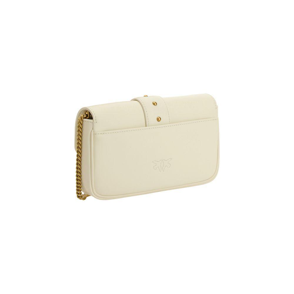 PINKO White Calf Leather Bos Taurus Shoulder Bag