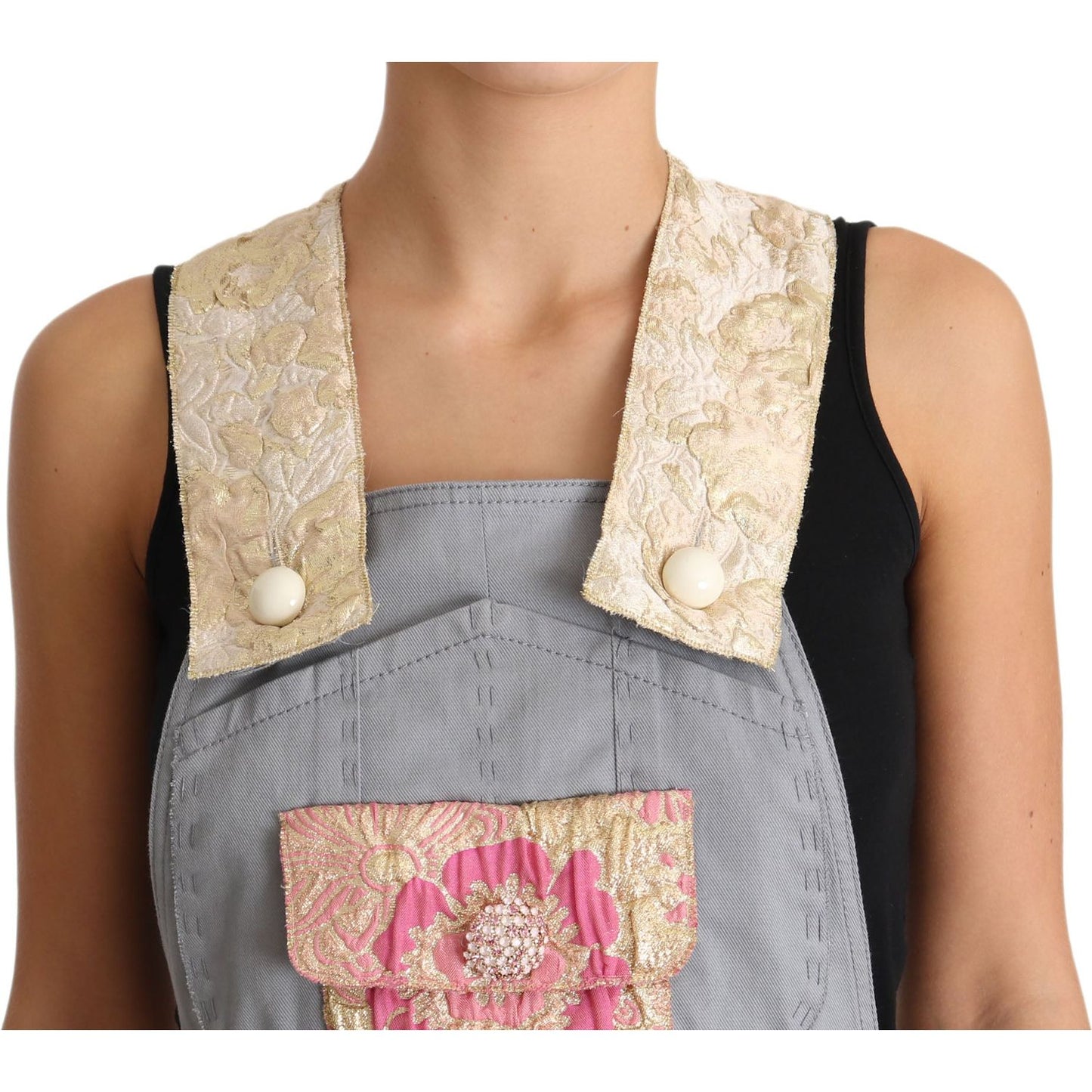 Dolce & Gabbana Exquisite Floral Embellished Denim Overalls Dolce & Gabbana