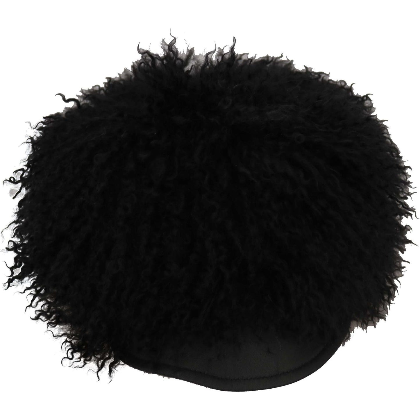 Dolce & Gabbana Black Tibet Lamb Fur Leather Gatsby Hat