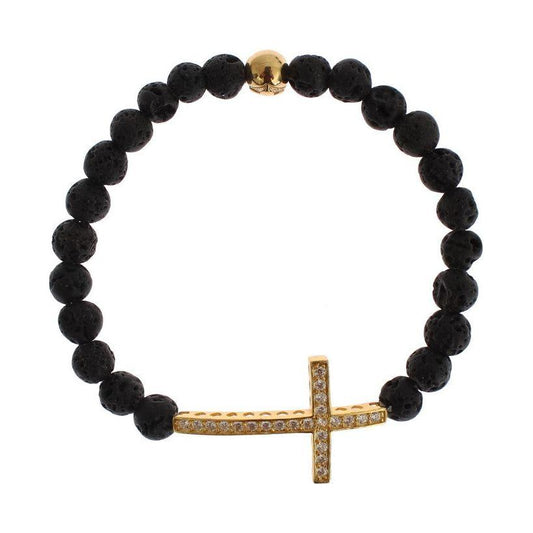 Nialaya Elegant Gold & Black Lava Stone Bracelet Bracelet Nialaya