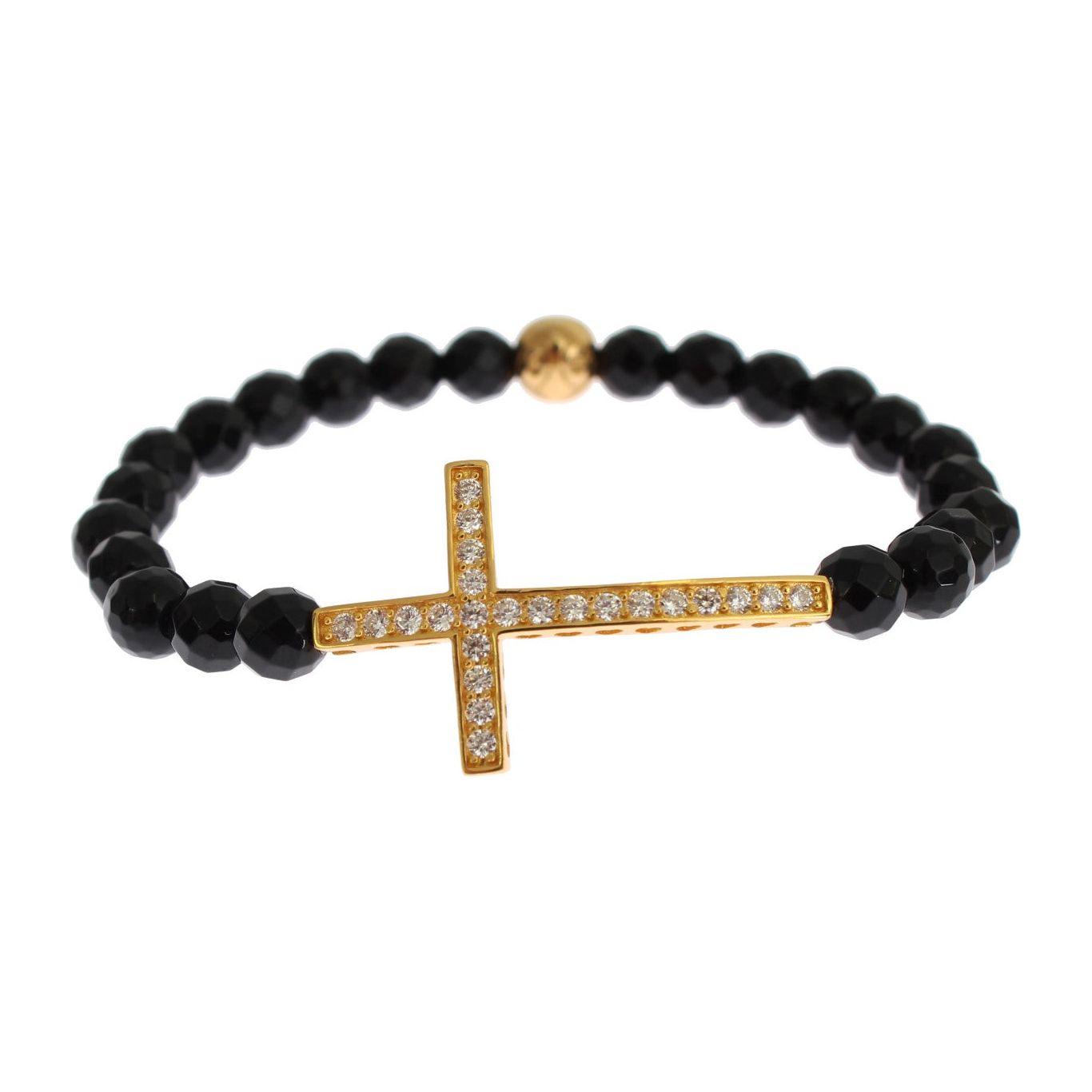 Nialaya Gold Plated Sterling Bracelet with CZ Diamond Cross Bracelet Nialaya