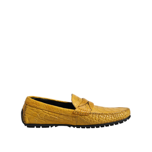 Dolce & Gabbana Yellow Exotic Leather Loafers Slip On Shoes