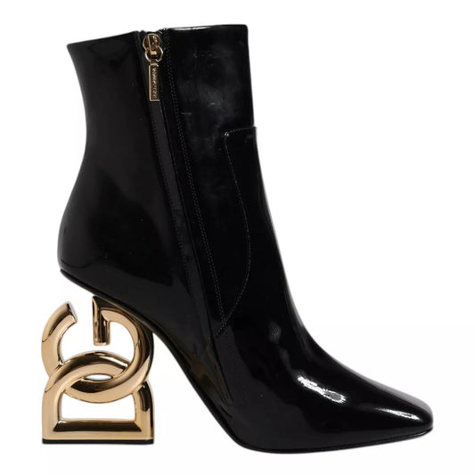 Dolce & Gabbana Black Jackie Leather Mid Calf Boots Shoes