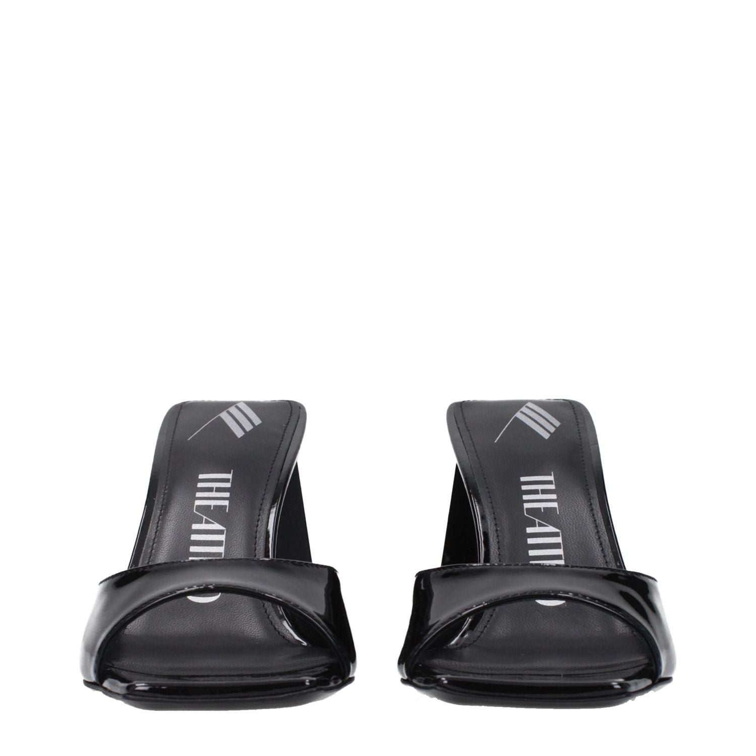 The Attico Black Leather Stiletto Heel Sandals