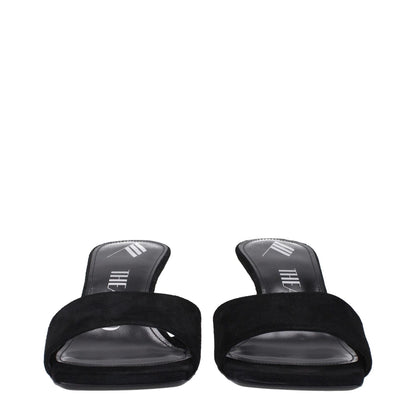 The Attico Black Leather Platform Sandals