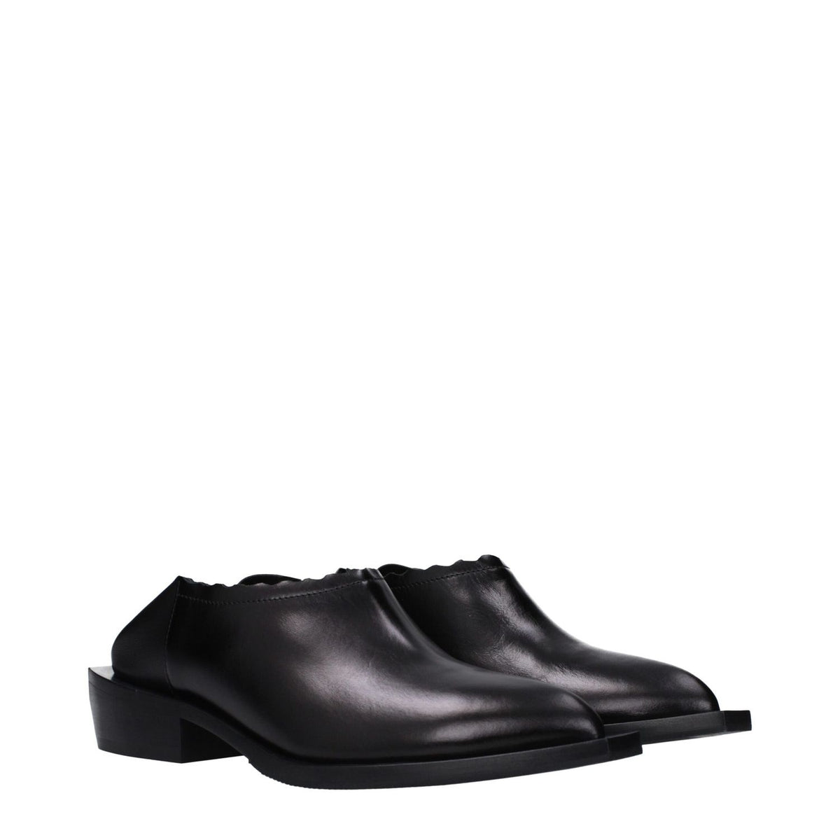 Moschino Black Leather Mules