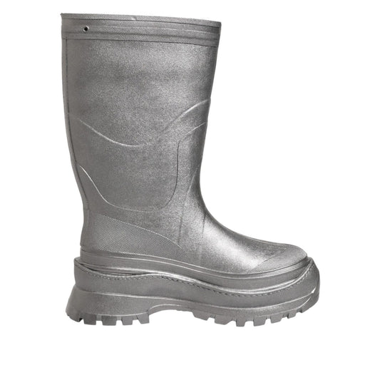 Dolce & Gabbana Metallic Silver Pull On Rain Boots Shoes