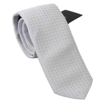 Dolce & Gabbana White Patterned Classic Mens Slim Necktie Tie