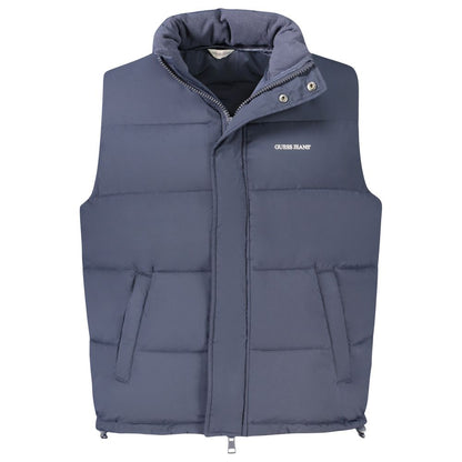 Guess Jeans Blu Polyester Men's Sleeveless Jacket