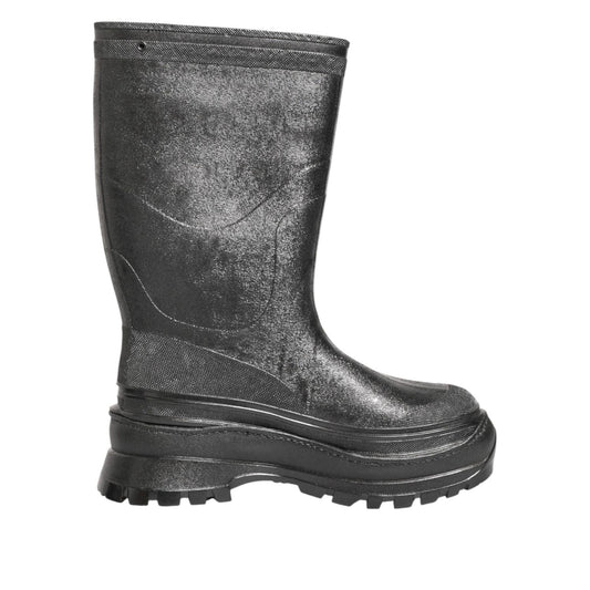 Dolce & Gabbana Metallic Black Pull On Rain Boots Shoes