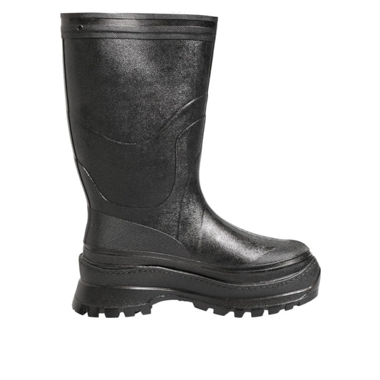 Dolce & Gabbana Metallic Black Pull On Rain Boots Men Shoes