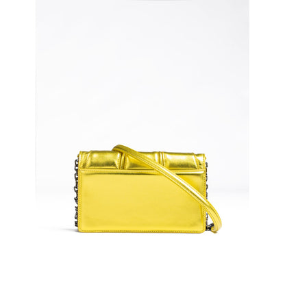 Ferrari Metal Yellow GT patent leather bag with chain