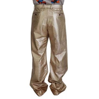 Dolce & Gabbana Metallic Gold Polyester Straight Trouser Pants