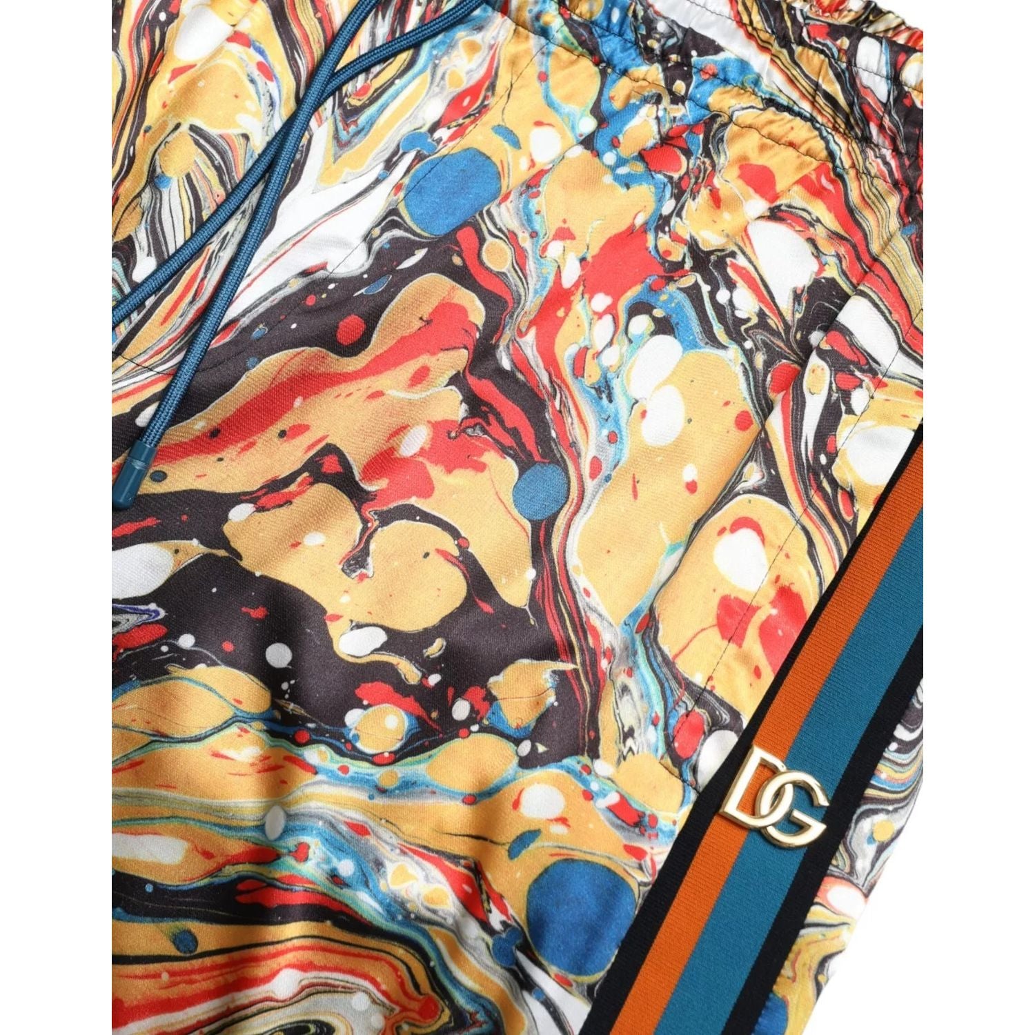 Dolce & Gabbana Multicolor Marble Print Satin Trouser Pants