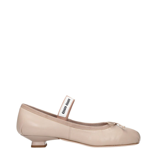 Miu Miu Pink Leather Ballet Flats