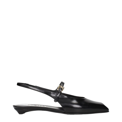 Prada Black Leather Flat Sandals