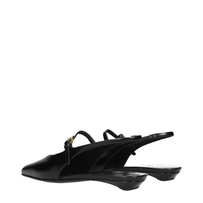 Prada Black Leather Flat Sandals