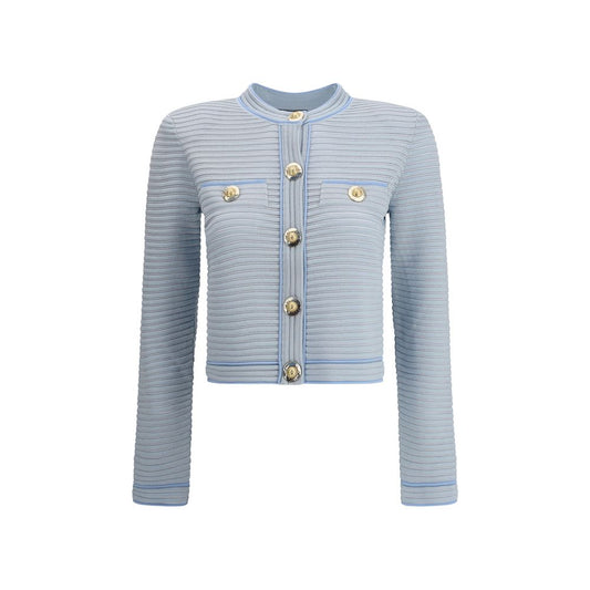 Balmain Light Blue Viscose Cardigan