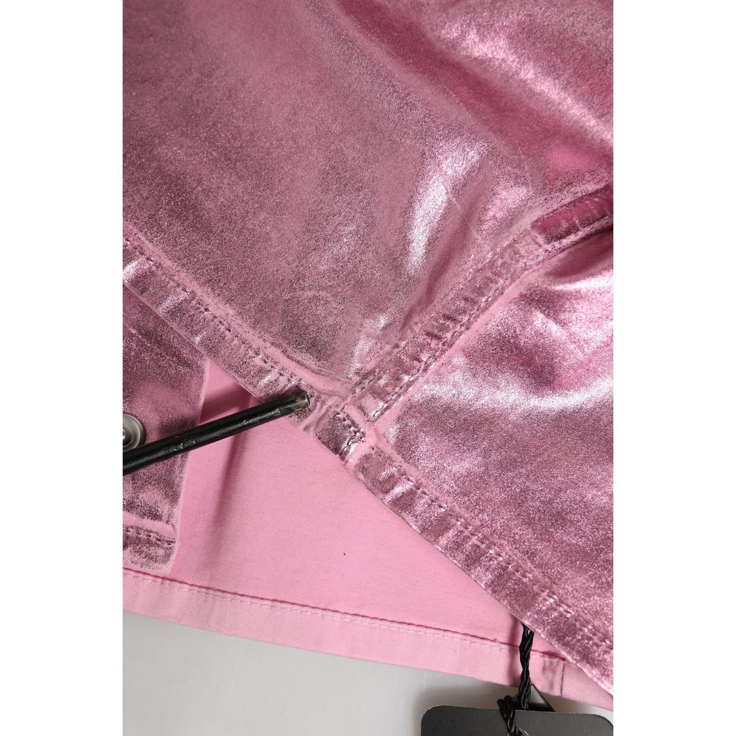Dolce & Gabbana Pink Cotton Stretch Collared Cropped Jacket