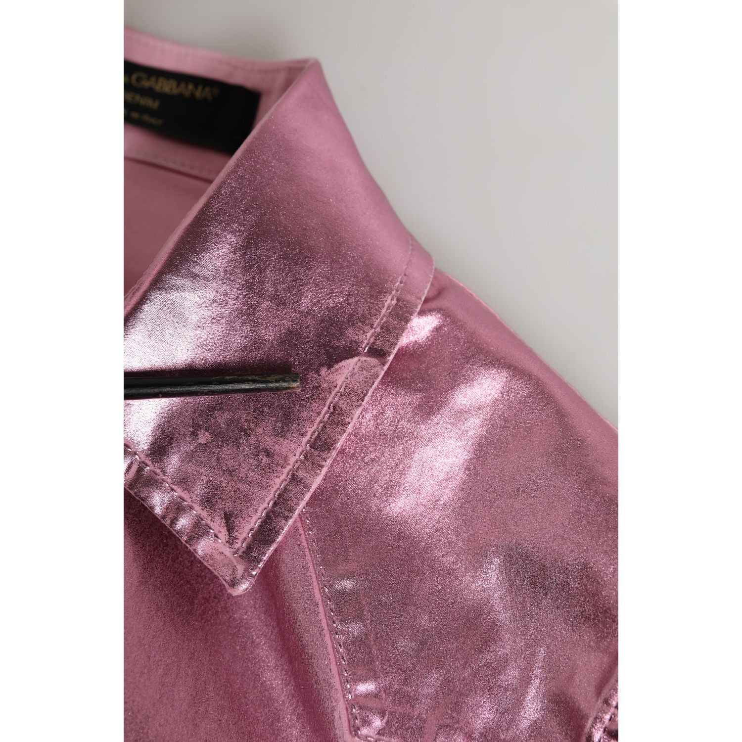 Dolce & Gabbana Pink Cotton Stretch Collared Cropped Jacket