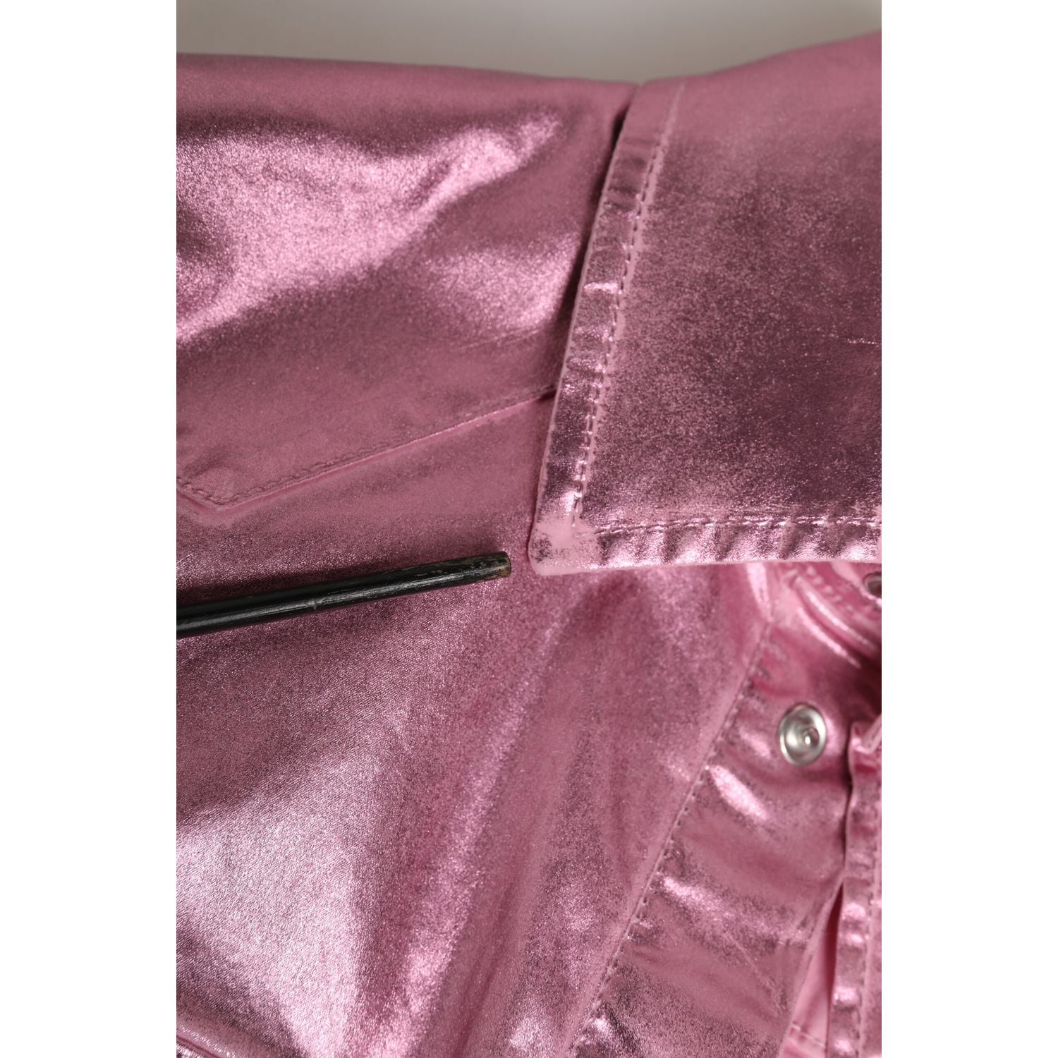 Dolce & Gabbana Pink Cotton Stretch Collared Cropped Jacket