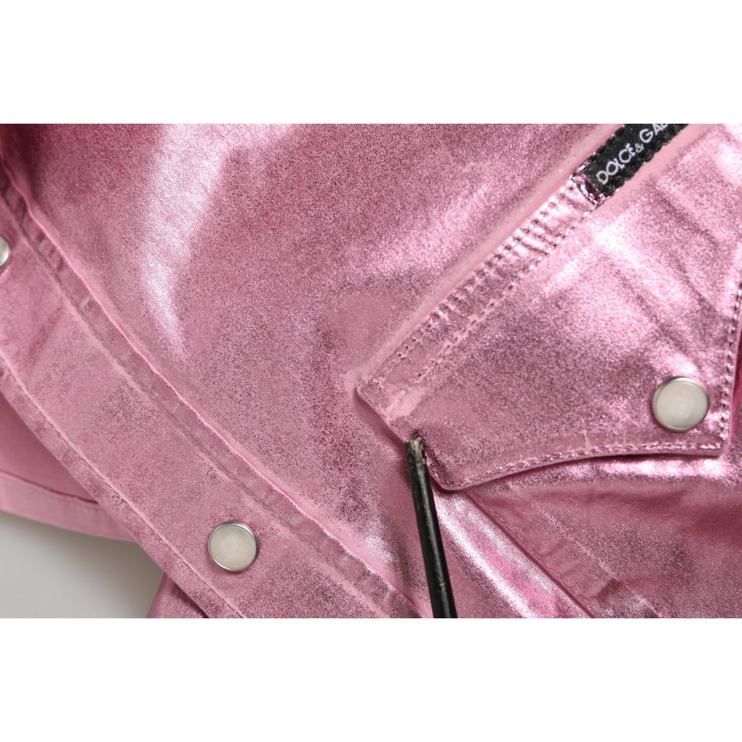 Dolce & Gabbana Pink Cotton Stretch Collared Cropped Jacket