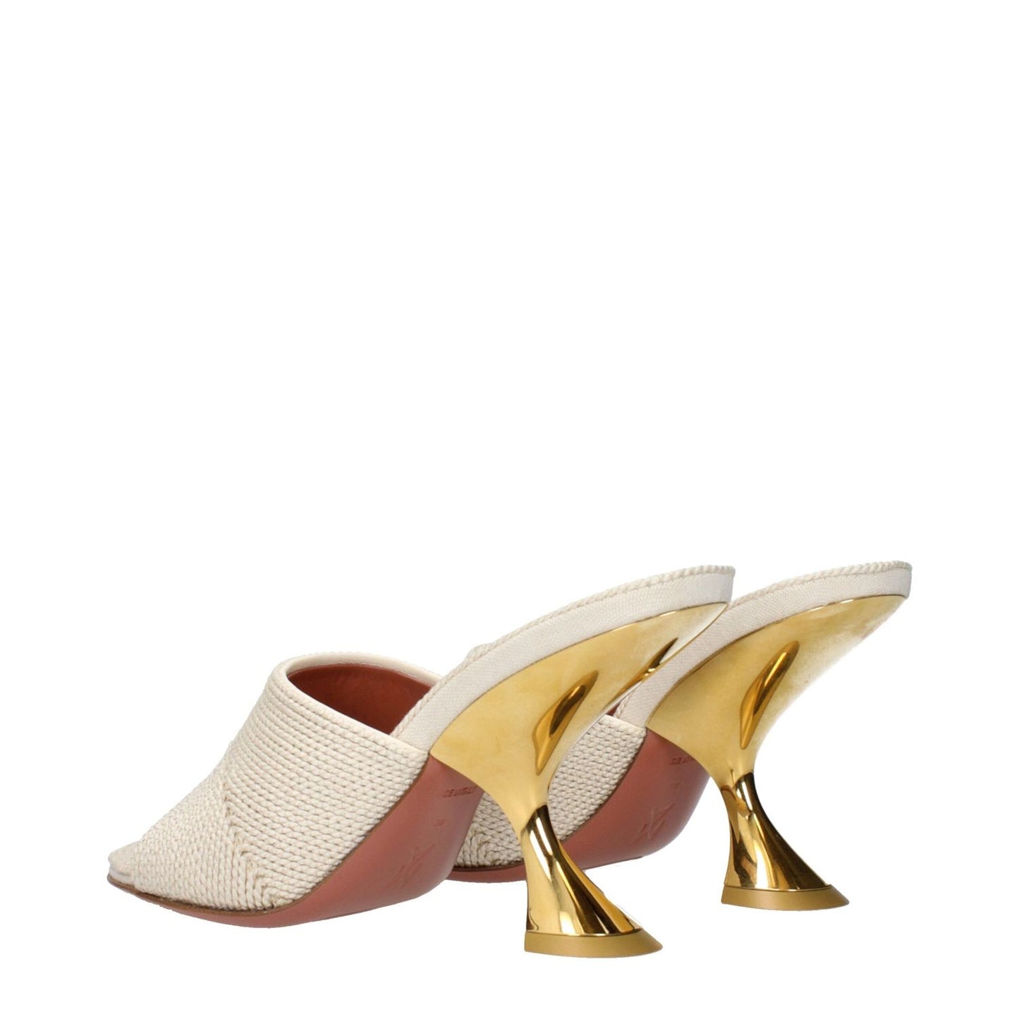 Amina Muaddi Beige Fabric Slippers