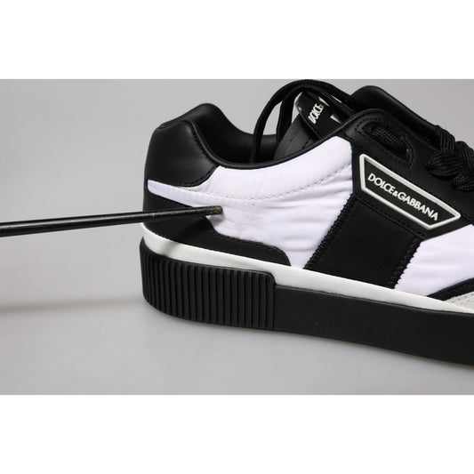 Dolce & Gabbana Black White Leather MIAMI Low Top Sneakers Shoes
