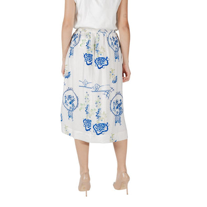 ICHI White Viscose Midi Skirt