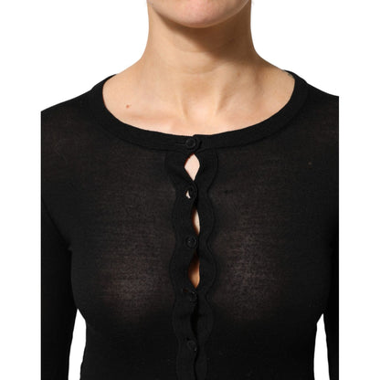 Dolce & Gabbana Black Virgin Wool Buttoned Cardigan Sweater