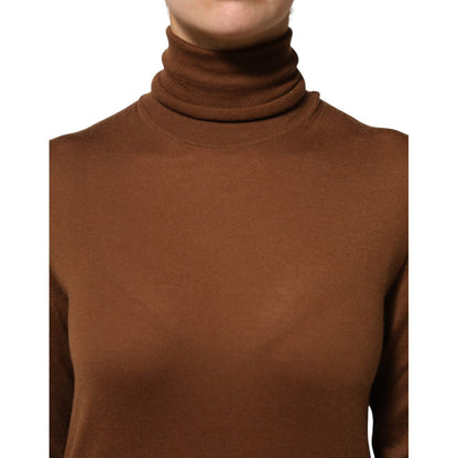 Dolce & Gabbana Brown Cashmere Turtle Neck Pullover Sweater