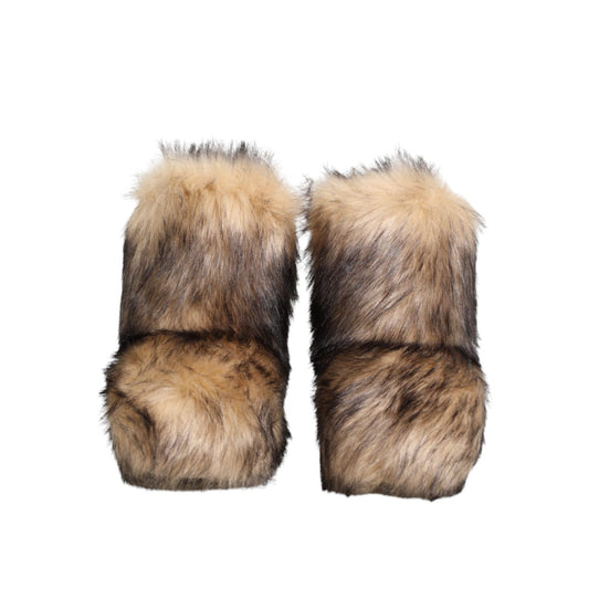 Dolce & Gabbana Brown Faux Skim Ski Fur Men Short Boots Shoes