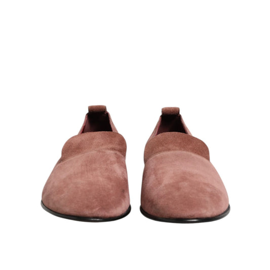 Dolce & Gabbana Pink Suede Loafers Formal Men Dress Shoes