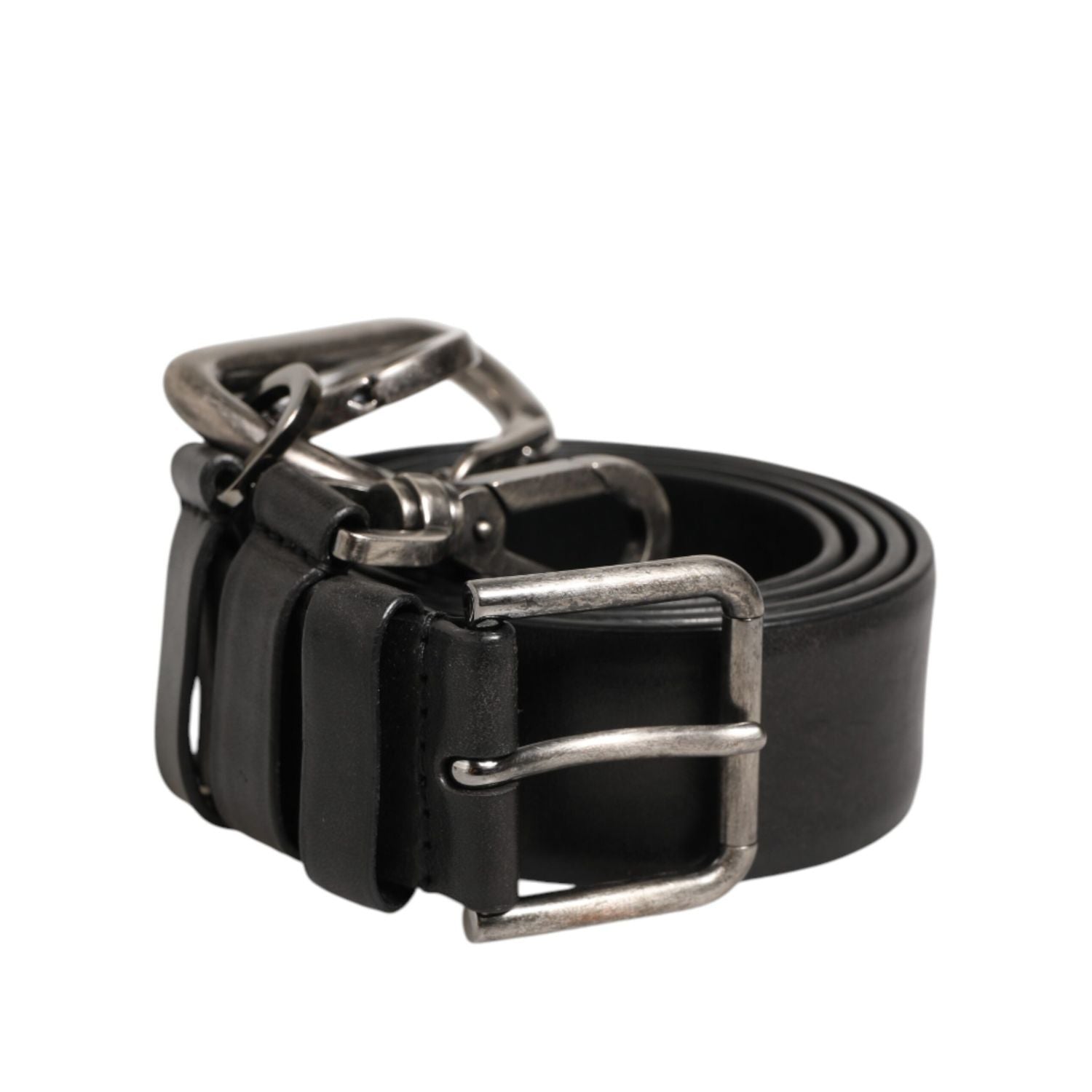 Dolce & Gabbana Black Key Ring Clip Attachments Buckle Belt
