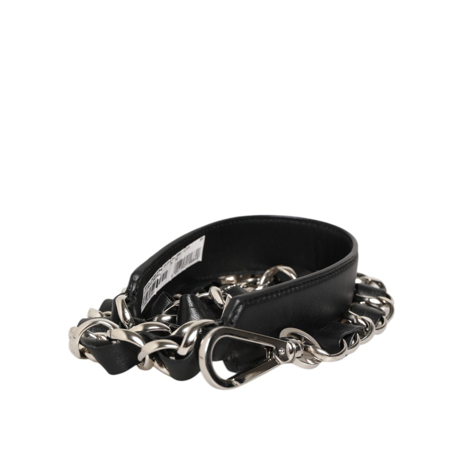 Dolce & Gabbana Black Leather Silver Chain Bag Accessory Shoulder Strap