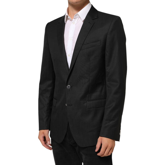 Dolce & Gabbana Dark Gray Single Breasted Men Coat MARTINI Blazer